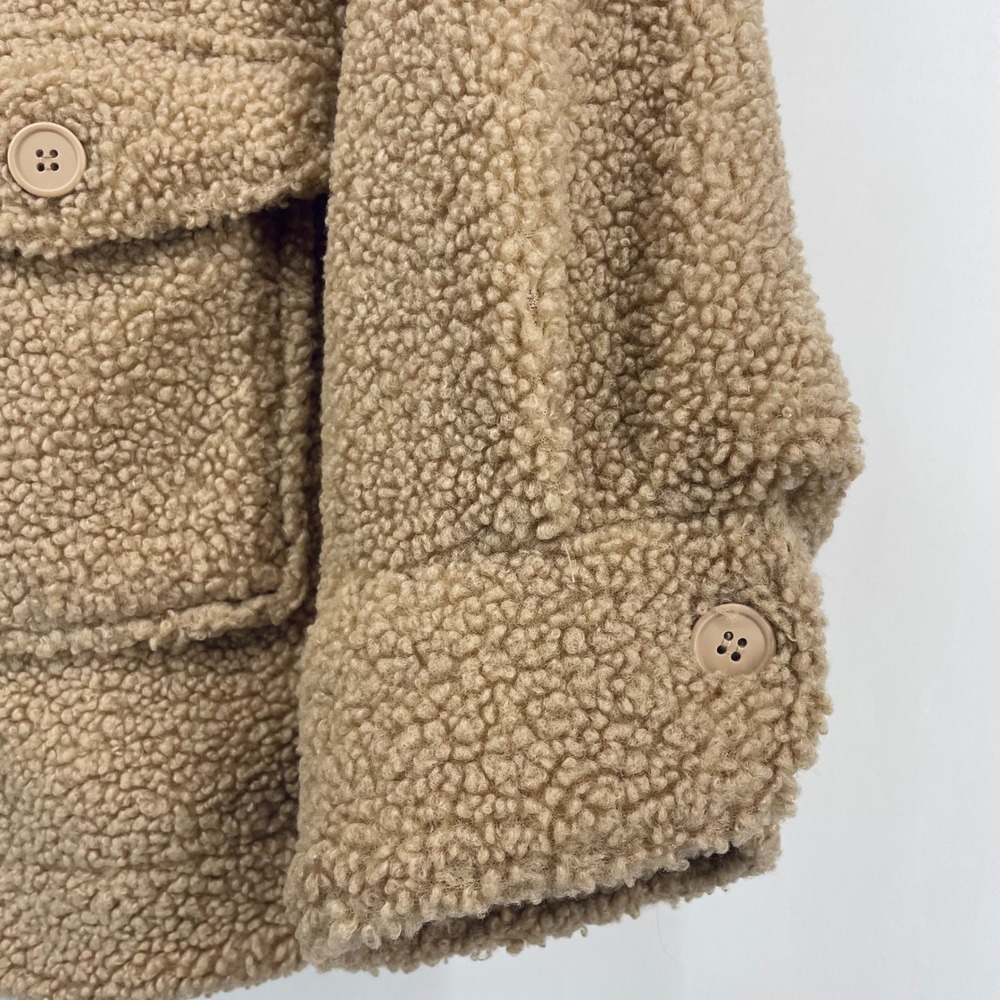 Hyfve Women Size‎ Small Teddy Sherpa Jacket Tan Brown Button Front Cabin Core - Picture 6 of 8